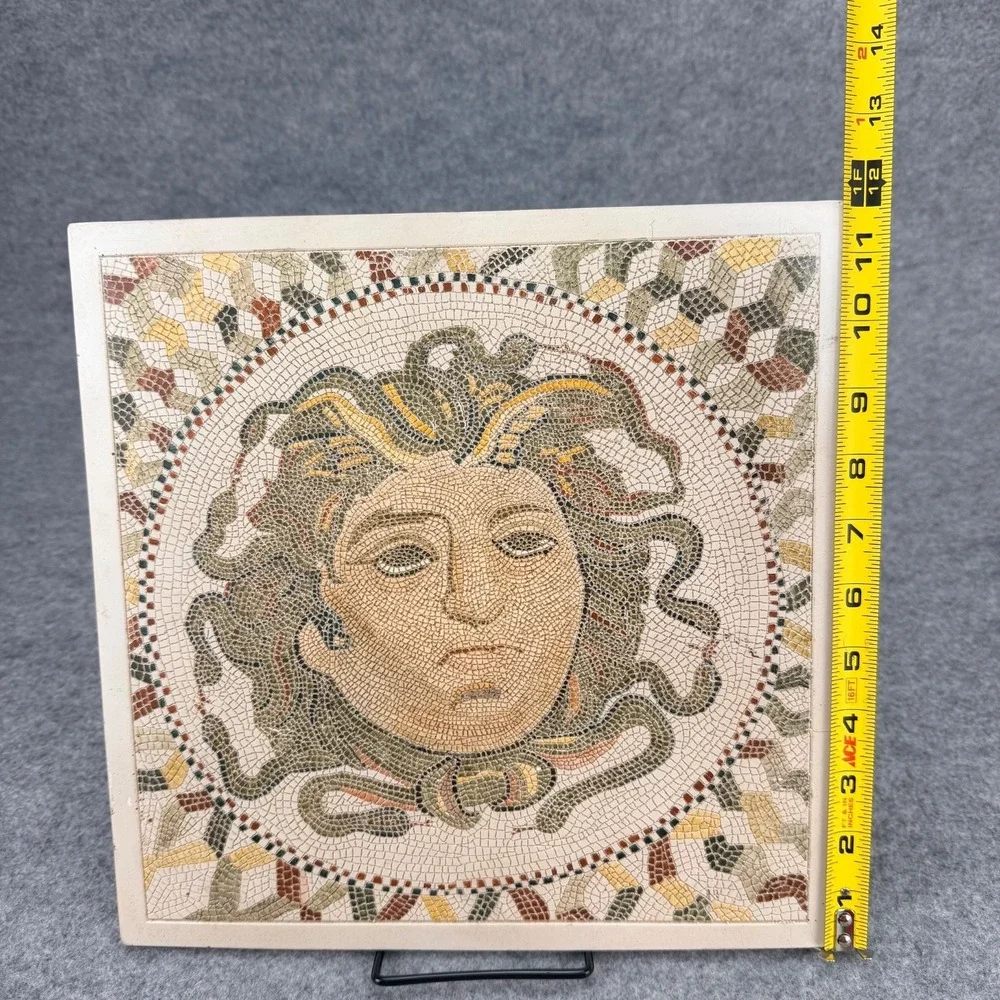 12" Medusa Mosaic Ceramic Wall Tile Plaque Greek Roman Mythology Wall Decor - Picture 4 of 9